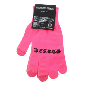 未使用品 クロムハーツ WORK GLOVES ロゴ ナイロン ポリエステル ポリウレタン ピンク 手袋 グローブ 1680【中古】CHROME HEARTS メンズ