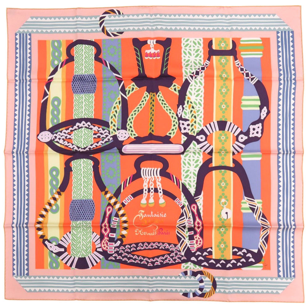 未使用品 エルメス カレ90 鐙の幻想 シルク マルチカラー スカーフ 1682【中古】HERMES