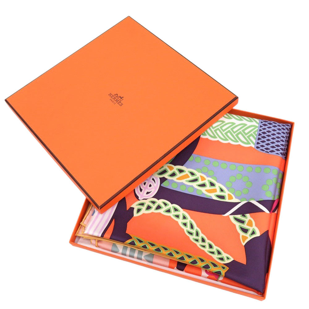 未使用品 エルメス カレ90 鐙の幻想 シルク マルチカラー スカーフ 1682【中古】HERMES