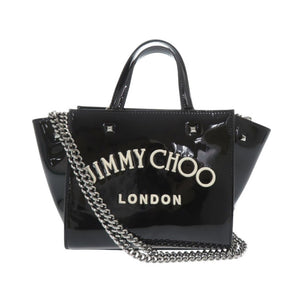 新品同様 ジミーチュウ VARENNE ヴァレンヌ スモール エナメル ブラック ハンドバッグ 黒 1699【中古】JIMMY CHOO