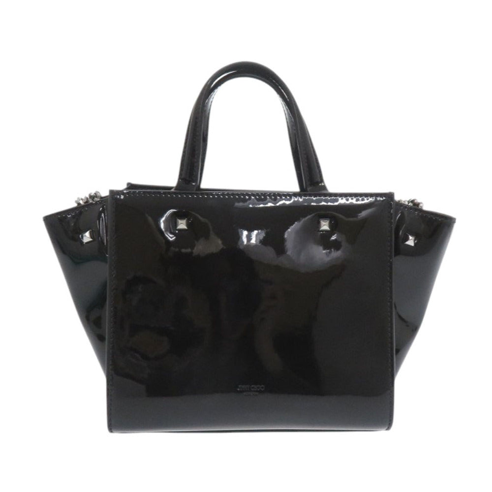新品同様 ジミーチュウ VARENNE ヴァレンヌ スモール エナメル ブラック ハンドバッグ 黒 1699【中古】JIMMY CHOO