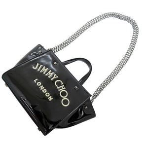 新品同様 ジミーチュウ VARENNE ヴァレンヌ スモール エナメル ブラック ハンドバッグ 黒 1699【中古】JIMMY CHOO