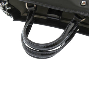 新品同様 ジミーチュウ VARENNE ヴァレンヌ スモール エナメル ブラック ハンドバッグ 黒 1699【中古】JIMMY CHOO