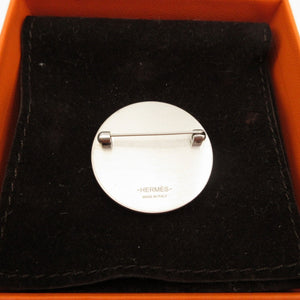美品 エルメス リヴァプール ヴォーエプソン ネイビー シルバー金具 ブローチ アクセサリー 1715 【中古】 HERMES