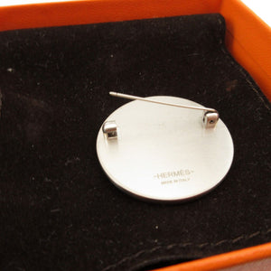 美品 エルメス リヴァプール ヴォーエプソン ネイビー シルバー金具 ブローチ アクセサリー 1715 【中古】 HERMES