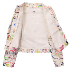 新品同様 エルメス 3E0233D5 デニムジャケット ワッペン ペイント コットン ホワイト 1719【中古】HERMES