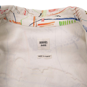 新品同様 エルメス 3E0233D5 デニムジャケット ワッペン ペイント コットン ホワイト 1719【中古】HERMES