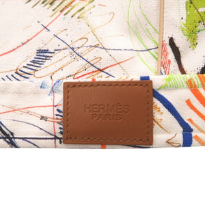 新品同様 エルメス 3E0233D5 デニムジャケット ワッペン ペイント コットン ホワイト 1719【中古】HERMES