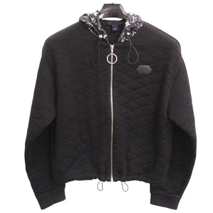 美品 ルイ ヴィトン キルテッド ジップアップ フーディー 1A84CG コットン ナイロン ブラック アウター ジャケット LV 1721【中古】LOUIS VUITTON