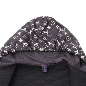 美品 ルイ ヴィトン キルテッド ジップアップ フーディー 1A84CG コットン ナイロン ブラック アウター ジャケット LV 1721【中古】LOUIS VUITTON