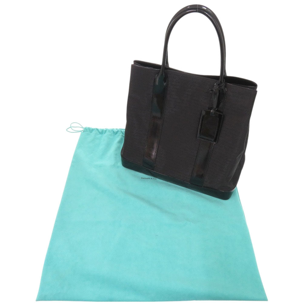 美品 ティファニー ナイロン/パテントレザー ブラック トートバッグ 黒 1725【中古】TIFFANY&Co.