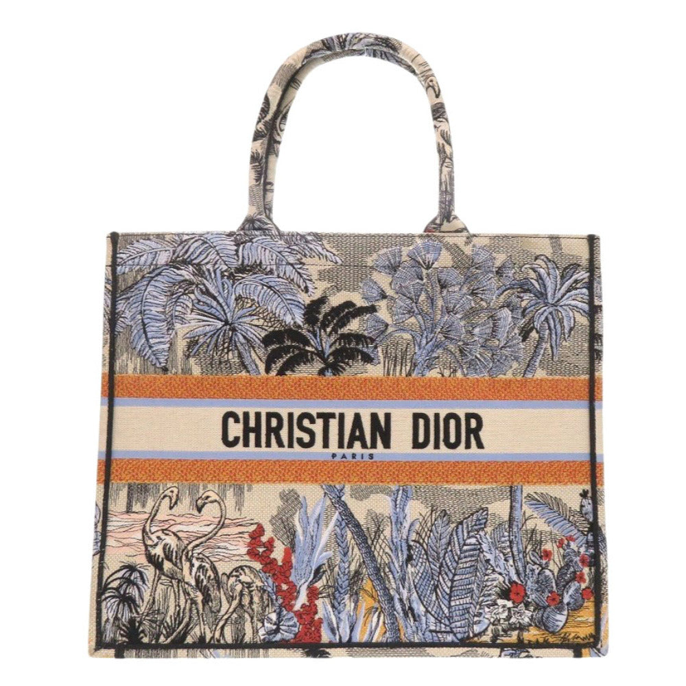 美品 クリスチャンディオール ブックトート ラージ キャンバス ベージュ トートバッグ 1742【中古】Christian Dior