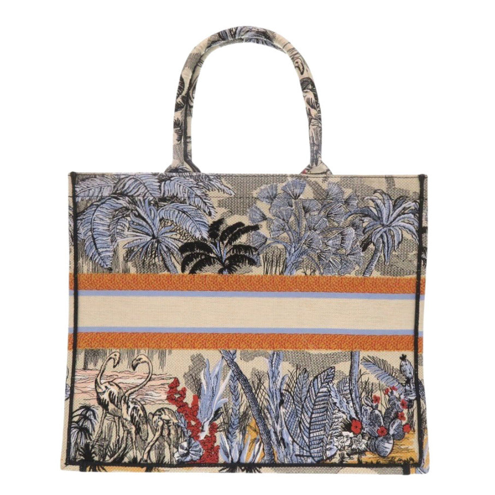 美品 クリスチャンディオール ブックトート ラージ キャンバス ベージュ トートバッグ 1742【中古】Christian Dior