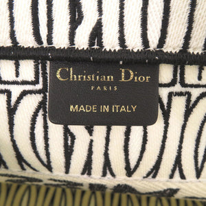 新品同様 クリスチャンディオール ブックトート ミディアム エンブロイダリー キャンバス ホワイト ブラック ハンドバッグ 1743【中古】Christian Dior