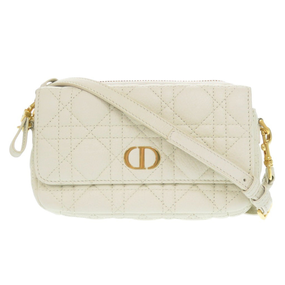 美品 クリスチャンディオール カロ カナージュ S5125UWHC レザー ホワイト ショルダーバッグ 1749【中古】Christian Dior