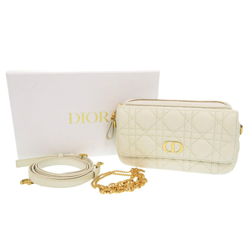 美品 クリスチャンディオール カロ カナージュ S5125UWHC レザー ホワイト ショルダーバッグ 1749【中古】Christian Dior