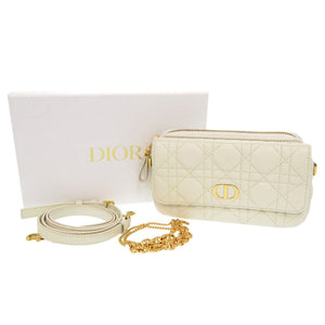 美品 クリスチャンディオール カロ カナージュ S5125UWHC レザー ホワイト ショルダーバッグ 1749【中古】Christian Dior