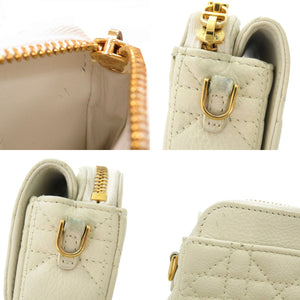 美品 クリスチャンディオール カロ カナージュ S5125UWHC レザー ホワイト ショルダーバッグ 1749【中古】Christian Dior