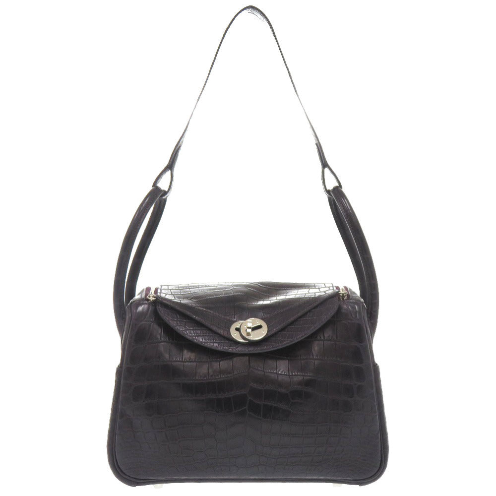 新品同様 エルメス リンディ26 ニロティカスマット プルノワール シルバー金具 T刻印 ハンドバッグ 紫 1753 【中古】 HERMES