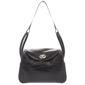 新品同様 エルメス リンディ26 ニロティカスマット プルノワール シルバー金具 T刻印 ハンドバッグ 紫 1753 【中古】 HERMES