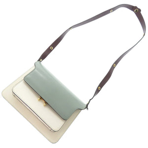 マルニ 2WAY トランク レザー カーキ/ホワイト ショルダーバッグ 1761【中古】MARNI