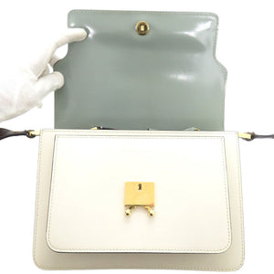 マルニ 2WAY トランク レザー カーキ/ホワイト ショルダーバッグ 1761【中古】MARNI