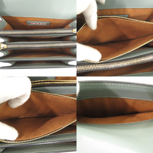 マルニ 2WAY トランク レザー カーキ/ホワイト ショルダーバッグ 1761【中古】MARNI