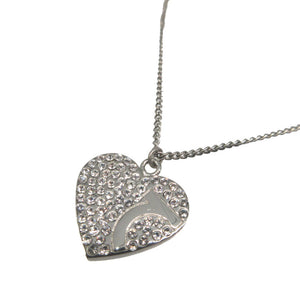 美品 サルヴァトーレ フェラガモ ガンチーニ ハート ラインストーン メタル シルバー ネックレス 1808【中古】Salvatore Ferragamo