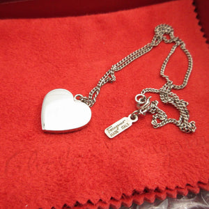 美品 サルヴァトーレ フェラガモ ガンチーニ ハート ラインストーン メタル シルバー ネックレス 1808【中古】Salvatore Ferragamo
