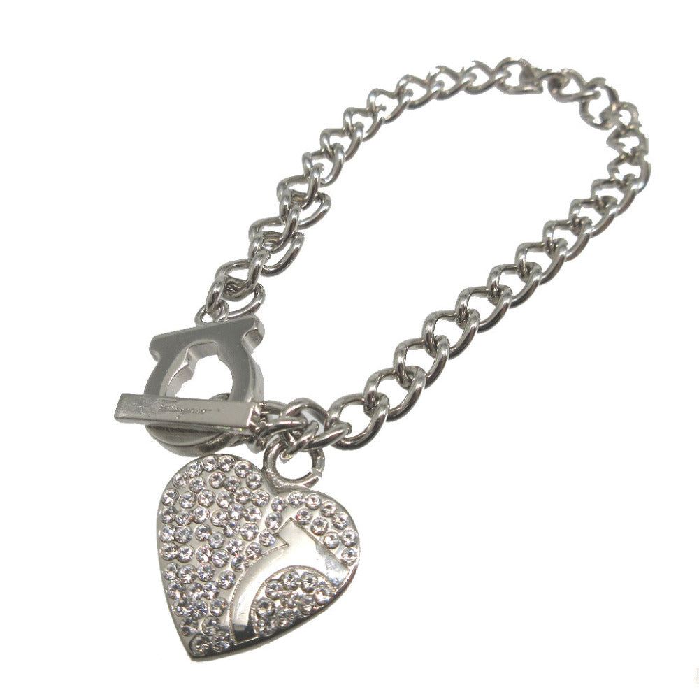 美品 サルヴァトーレ フェラガモ ガンチーニ ハート メタル シルバー ブレスレット 1809【中古】Salvatore Ferragamo