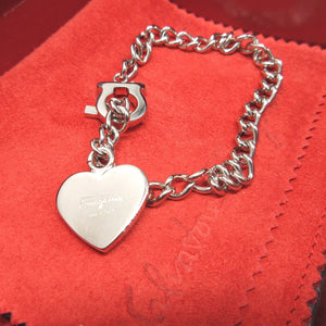 美品 サルヴァトーレ フェラガモ ガンチーニ ハート メタル シルバー ブレスレット 1809【中古】Salvatore Ferragamo