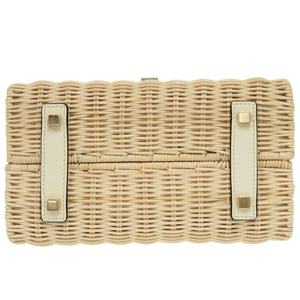 未使用品 ヴァレクストラ ミニ イジィデ ウィッカー レザー ストロー ベージュ ホワイト 2WAY ハンドバッグ 1830【中古】Valextra