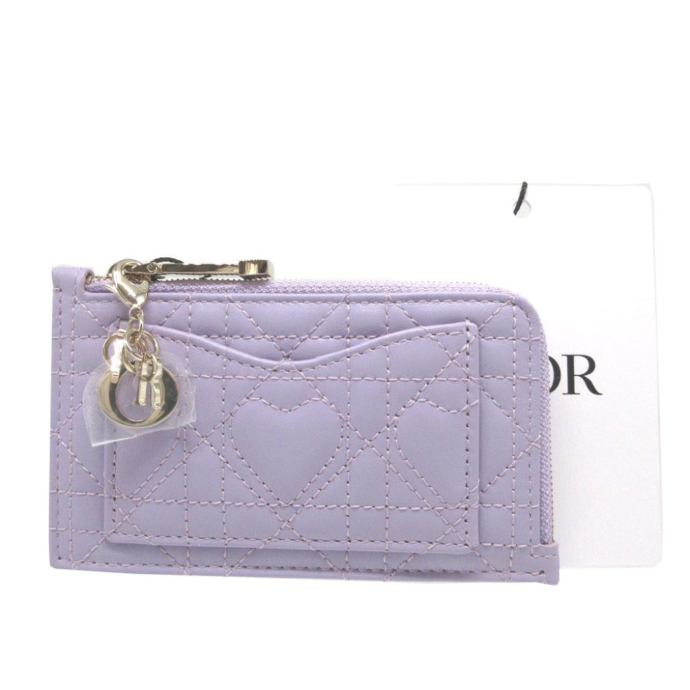 未使用 クリスチャンディオール レディディオール カナージュ ハート S0965ONHG ラムスキン パープル 紫 カードケース フラグメントケース 1833【中古】Christian Dior