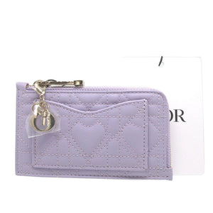 未使用 クリスチャンディオール レディディオール カナージュ ハート S0965ONHG ラムスキン パープル 紫 カードケース フラグメントケース 1833【中古】Christian Dior