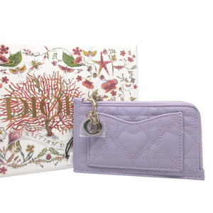 未使用 クリスチャンディオール レディディオール カナージュ ハート S0965ONHG ラムスキン パープル 紫 カードケース フラグメントケース 1833【中古】Christian Dior