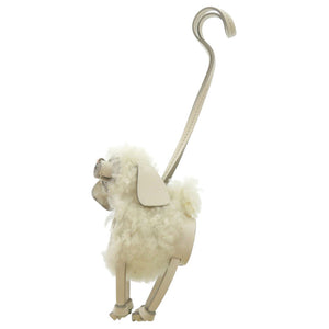 美品 トッズ  プードルデザイン レザー ムートン ホワイト バッグチャーム キーホルダー 1841【中古】TOD’S