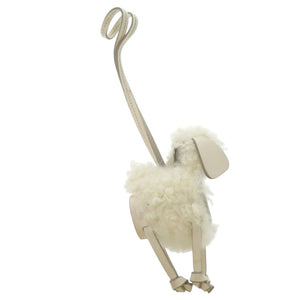 美品 トッズ  プードルデザイン レザー ムートン ホワイト バッグチャーム キーホルダー 1841【中古】TOD’S