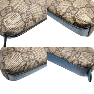 未使用 グッチ ドナルドダック 662129 GGスプリーム レザー ベージュ ブルー 青 筆箱 ペンケース 1850【中古】GUCCI