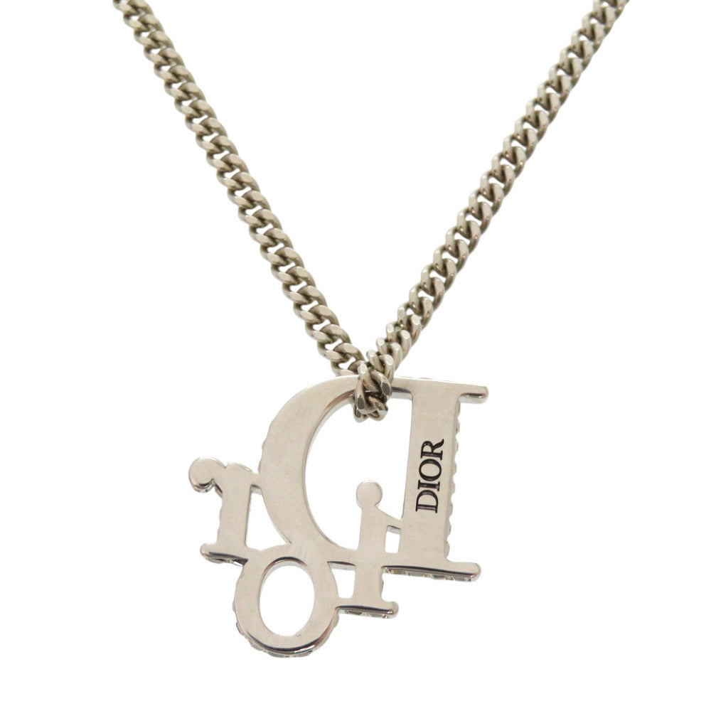 美品 ディオール オブリーク N1284HOMMT メタル ストーン シルバー ネックレス 1884【中古】Dior
