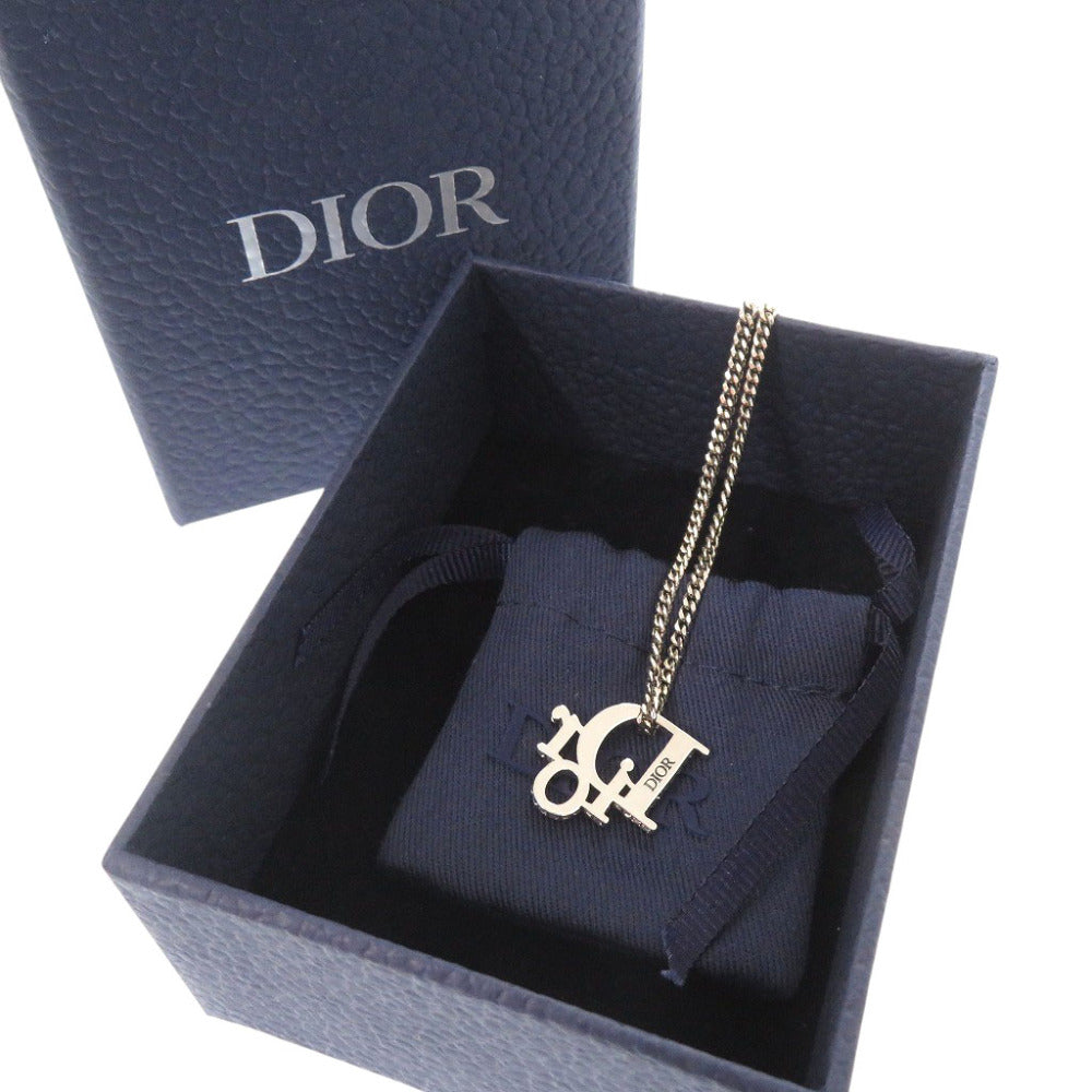 美品 ディオール オブリーク N1284HOMMT メタル ストーン シルバー ネックレス 1884【中古】Dior