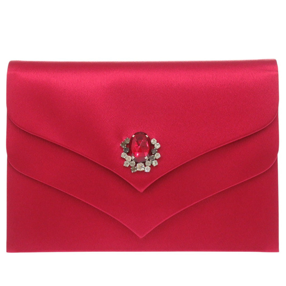 新品同様 イヴ サンローラン ヴィンテージ サテン ストーン レッド クラッチバッグ 赤 1955【中古】YVES SAINT LAURENT