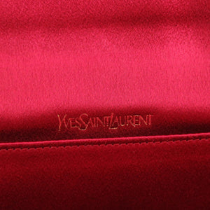 新品同様 イヴ サンローラン ヴィンテージ サテン ストーン レッド クラッチバッグ 赤 1955【中古】YVES SAINT LAURENT