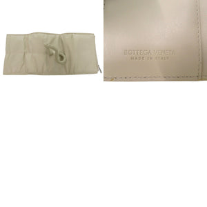 美品 ボッテガヴェネタ バンドクロージャー ウォレット コンパクト財布 三つ折り財布 レザー アイボリー 1957【中古】BOTTEGAVENETA