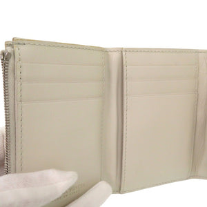 美品 ボッテガヴェネタ バンドクロージャー ウォレット コンパクト財布 三つ折り財布 レザー アイボリー 1957【中古】BOTTEGAVENETA