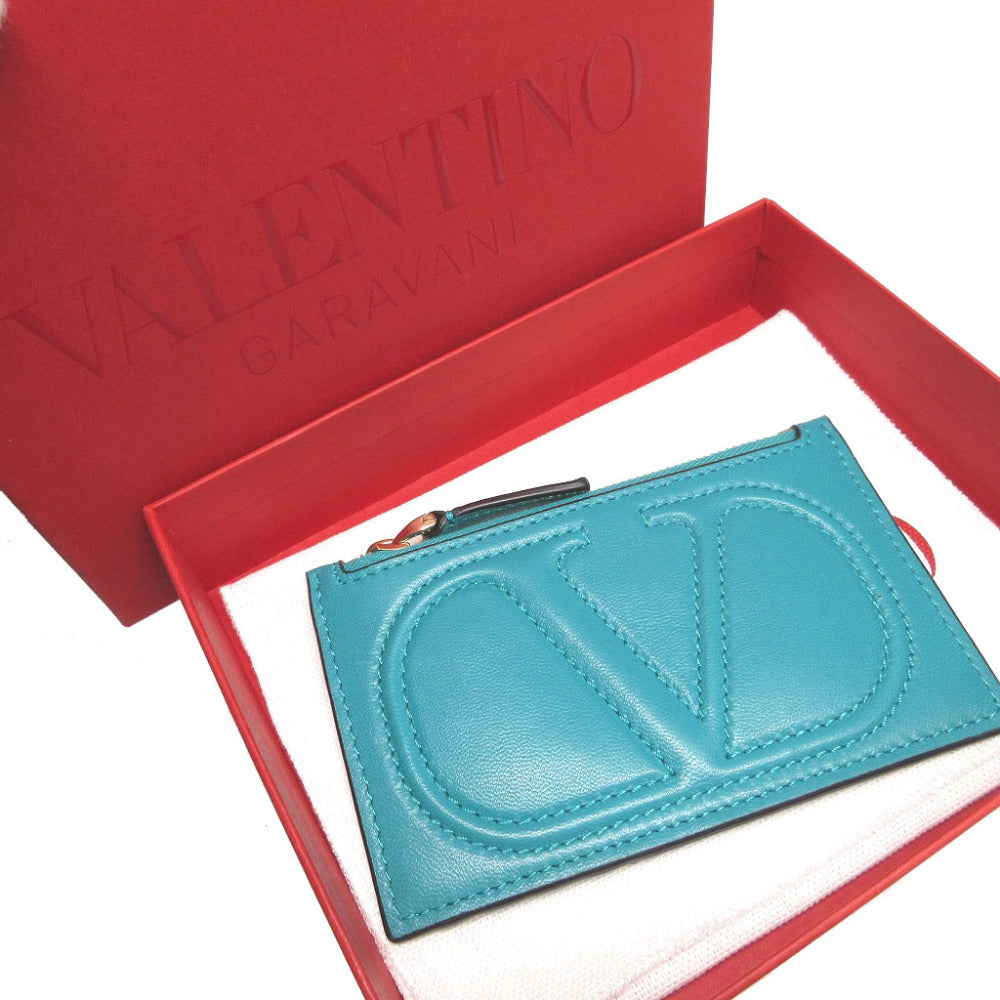 未使用 ヴァレンティノ ガラヴァーニ 1W5P0S76GDQ Vスリング レザー グリーン 緑 カード フラグメントケース 1989【中古】VALENTINO GARAVANI