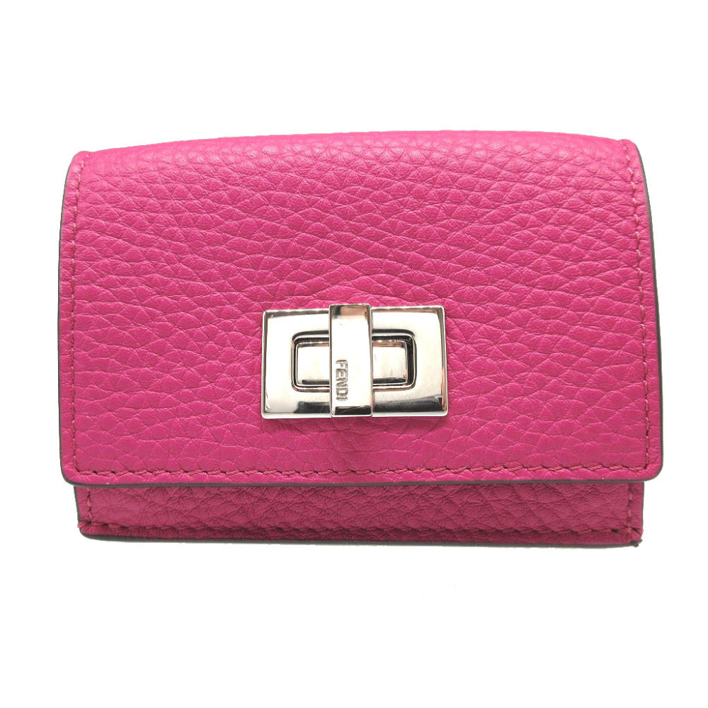 新品同様 フェンディ ピーカブー 8M0426 レザー ピンク 3つ折り財布 財布 1991【中古】FENDI