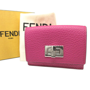 新品同様 フェンディ ピーカブー 8M0426 レザー ピンク 3つ折り財布 財布 1991【中古】FENDI