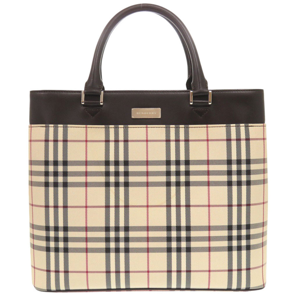 美品 バーバリー ノバチェック キャンバス レザー ベージュ ハンドバッグ 2010【中古】BURBERRY