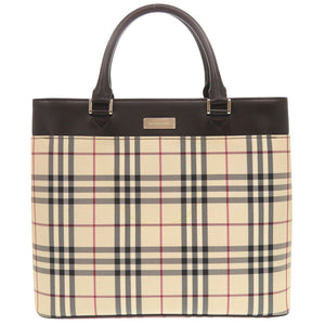 美品 バーバリー ノバチェック キャンバス レザー ベージュ ハンドバッグ 2010【中古】BURBERRY