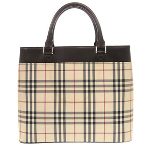 美品 バーバリー ノバチェック キャンバス レザー ベージュ ハンドバッグ 2010【中古】BURBERRY